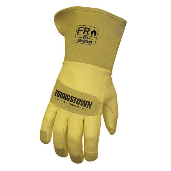 FR Leather Utility Wide Cuff Work Gloves with Kevlar